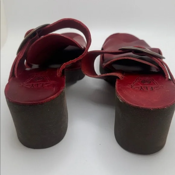 Fly London Red Leather Platform Clog Sandals – Size 36 - Picture 7 of 15